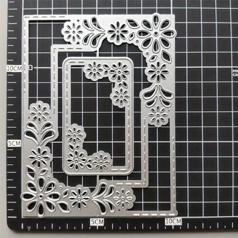1 قطعة مستطيل زهرة الحدود المعادن قطع يموت DIY بها بنفسك سكرابوكينغ النقش ورقة الإطار Stamps الحرف قالب قالب الإستنسل in Saudi Arabia