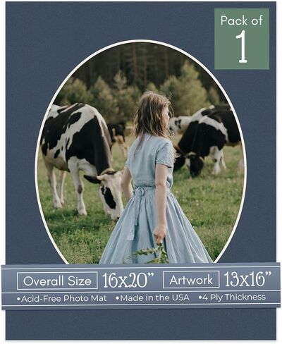 CountryArtHouse Cream Acid Free 16x20 Oval Picture Frame Mat with White Core Bevel Cut for 13x16 Pictures - Fits 16x20 Frame - Pack of 1 Matboard in Saudi Arabia