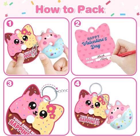 28 Pack Valentines Cards for Kids, Valentine Dessert Squishy Toys with Cards, Classroom Exchange Prizes & Party Favors, Kids Valentines Day Cards, Ideal Valentine Gifts for Boys Girls (Deep pink) in Kuwait