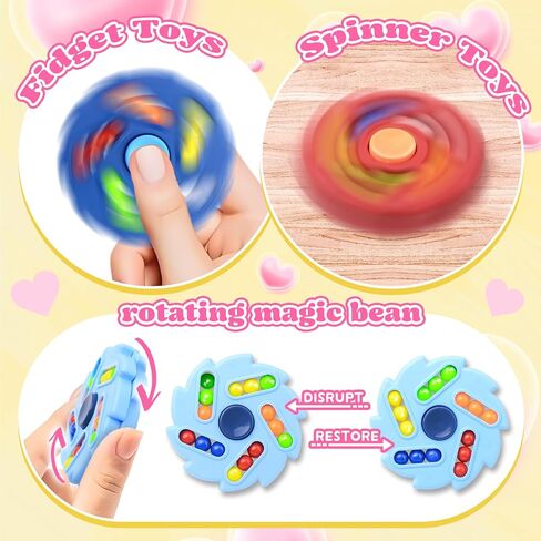 Valentines Day Cards for Kids School, 24 Pack Valentines Day Gifts for Kids with Fidget Spinners, Valentine's Cards for Kids Magic Bean Fidget Toy Classroom Exchange Party Favor for Boy & Girl in Saudi Arabia