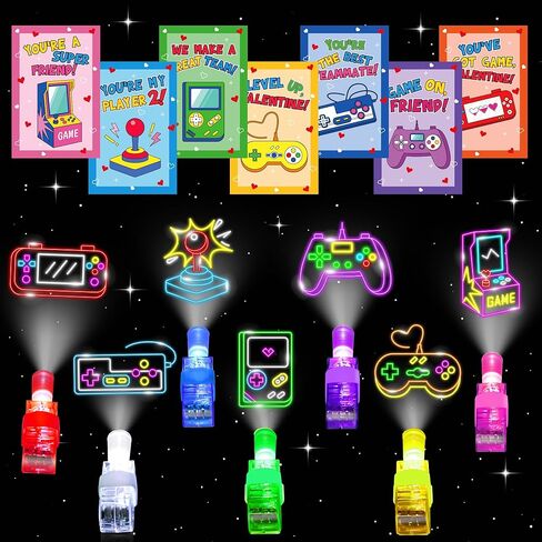 28Pcs Finger Lights Valentines Day Cards, Bulk Valentines Gifts for Kids Classroom Prizes School Gift Exchange Valentine s Day Cards Party Favors for Kids Boys Girls Goodie Bag Stuffers in Kuwait
