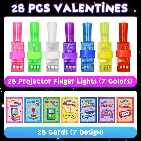 28Pcs Finger Lights Valentines Day Cards, Bulk Valentines Gifts for Kids Classroom Prizes School Gift Exchange Valentine s Day Cards Party Favors for Kids Boys Girls Goodie Bag Stuffers in Kuwait
