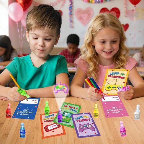 28Pcs Finger Lights Valentines Day Cards, Bulk Valentines Gifts for Kids Classroom Prizes School Gift Exchange Valentine s Day Cards Party Favors for Kids Boys Girls Goodie Bag Stuffers in Kuwait
