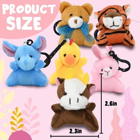 LUKBERA 28 Packs Plush Animals Keychain, Stuffed Animals Keychain Toys for Valentine's Day Easter Egg Fillers Classroom Exchange Gifts Goodie Bag in Kuwait