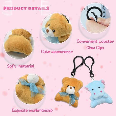 LUKBERA 28 Packs Plush Animals Keychain, Stuffed Animals Keychain Toys for Valentine's Day Easter Egg Fillers Classroom Exchange Gifts Goodie Bag in Kuwait