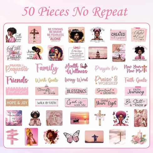 مجموعة لوحة الصلاة للنساء السود - 162 قطعة من ملصقات لوحة الصلاة من Vemfare مع دبابيس ومغلف وبطاقات اقتباسات لآية الكتاب المقدس، وملصقات سجل القصاصات الوردية، ومستلزمات دراسة الكتاب المقدس للنساء (وليس لوحة الفلين) in Kuwait