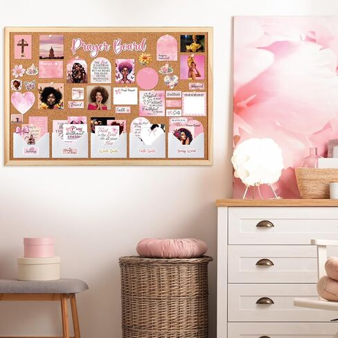 مجموعة لوحة الصلاة للنساء السود - 162 قطعة من ملصقات لوحة الصلاة من Vemfare مع دبابيس ومغلف وبطاقات اقتباسات لآية الكتاب المقدس، وملصقات سجل القصاصات الوردية، ومستلزمات دراسة الكتاب المقدس للنساء (وليس لوحة الفلين) in Kuwait