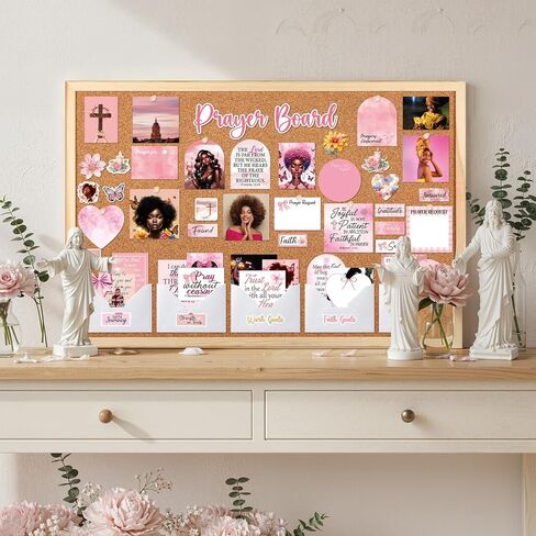 مجموعة لوحة الصلاة للنساء السود - 162 قطعة من ملصقات لوحة الصلاة من Vemfare مع دبابيس ومغلف وبطاقات اقتباسات لآية الكتاب المقدس، وملصقات سجل القصاصات الوردية، ومستلزمات دراسة الكتاب المقدس للنساء (وليس لوحة الفلين) in Kuwait