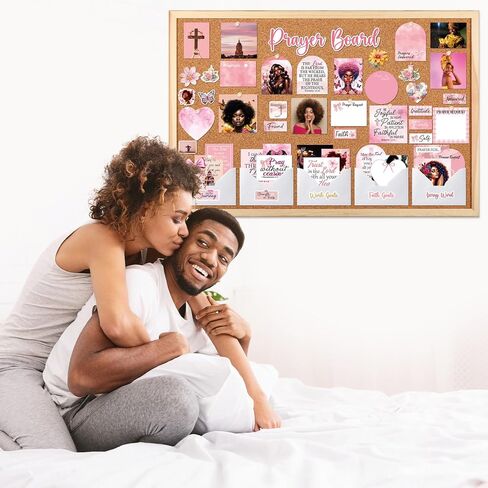 مجموعة لوحة الصلاة للنساء السود - 162 قطعة من ملصقات لوحة الصلاة من Vemfare مع دبابيس ومغلف وبطاقات اقتباسات لآية الكتاب المقدس، وملصقات سجل القصاصات الوردية، ومستلزمات دراسة الكتاب المقدس للنساء (وليس لوحة الفلين) in Kuwait