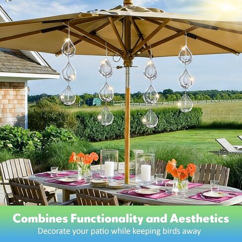 Bird Deterrents for Outside, 12 Discs Stainless Steel 3D Wind Spinners Garden Decor, 4 Sets Reflective Bird Scare Devices to Keep Woodpeckers, Pigeons Away from Patio, Balcony, Porch, Deck in Saudi Arabia