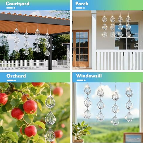 Bird Deterrents for Outside, 12 Discs Stainless Steel 3D Wind Spinners Garden Decor, 4 Sets Reflective Bird Scare Devices to Keep Woodpeckers, Pigeons Away from Patio, Balcony, Porch, Deck in Saudi Arabia