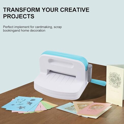 DIY Hand Crank Embossing Machine Set with 5 Backplates White Blue for Scrapbooking in Saudi Arabia