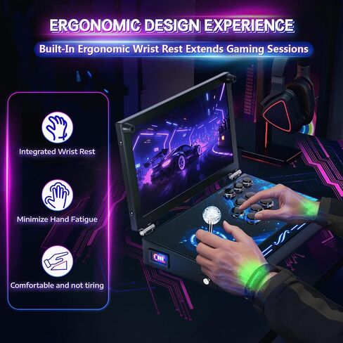جهاز باندورا بوكس ​​المحمول المحدث لعام 2026 - وحدة تحكم ألعاب ريترو ثنائية الأبعاد ثلاثية الأبعاد، بطارية 8000 مللي أمبير في الساعة، تتضمن لوحة ألعاب إضافية، وحدة تحكم التوصيل والتشغيل مع وظائف البحث/الإخفاء/الحفظ/التحميل/الإيقاف المؤقت in Kuwait