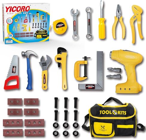 Kids Tool Set – 36 PCS Toddler Tool Set with Electric Drill, Pretend Play Toy Tools for Kids Ages 3,4,5,6,7,8 Years Old, Boy Toys in Kuwait