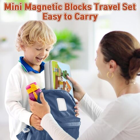 70PCS Magnetic Blocks Travel Toys for Kids with Iron Box, Mini Building Blocks for Boys Girls Ages 3 4 5 6 7 8, Portable Magnet Cubes STEM Travel Essential Toys for Toddlers Christmas Birthday Gifts in Kuwait