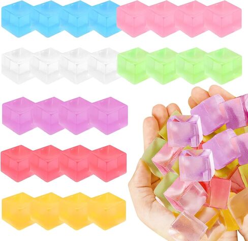 Hooqict 20Pcs Stress Cube Squishy Stress Balls Fidget Toys Square Squeeze Ice Cube Sensory Toys for Kids Adults Mini Squishies Stress Relief Party Gift Bag Fillers Birthday Goodie Bag Stuffers in Kuwait