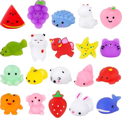Hooqict 20Pcs Stress Cube Squishy Stress Balls Fidget Toys Square Squeeze Ice Cube Sensory Toys for Kids Adults Mini Squishies Stress Relief Party Gift Bag Fillers Birthday Goodie Bag Stuffers in Kuwait
