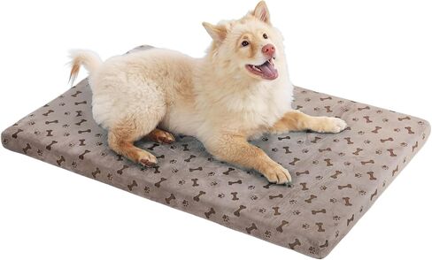 Fancy Dog Bed Mat Cute Dog Crate Pad, Reversible ＆ Machine Washable, Small to XXX-Large Dogs,Bones, Cat Claws (Grey, X-Large(42x28in)) in Saudi Arabia