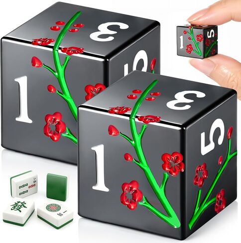 قطعتان من نرد ماجونج المعدني 17 مم على شكل زهور معدنية مجموعة نرد معدنية من إكسسوارات ماجونج لألعاب الطاولة والكازينو والكرابس (ذهبي وردي) in Kuwait