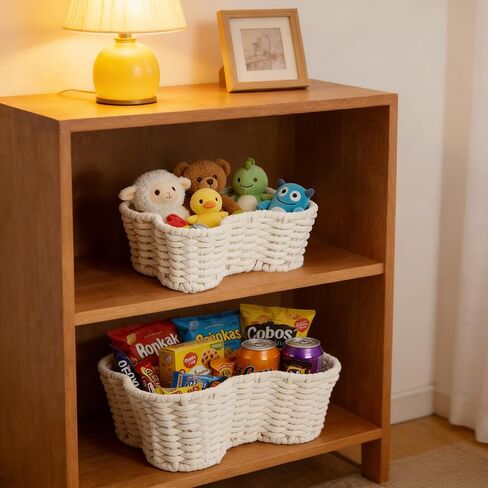 2 Pack Dog Toy Basket, Bone Shape Woven Pet Food Storage Baskets for Organizing, Handmade Cotton Rope Pet Supplies Organizer Bin for Chew Toys, Blankets, Treats, Leashes, 2 Sizes in Saudi Arabia