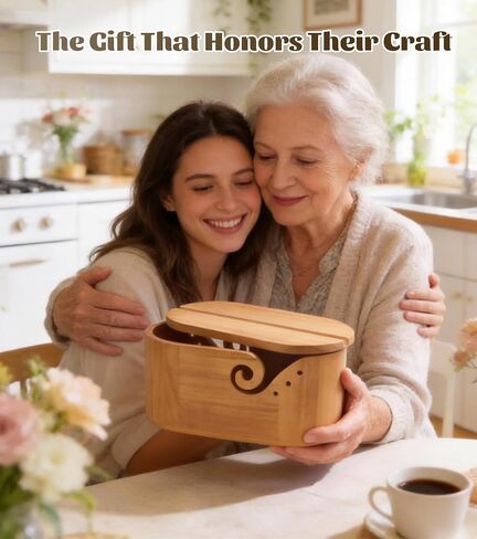 أوعية غزل خشبية كبيرة للحياكة، وعاء غزل للحياكة مع غطاء مضاد للانزلاق، منظم تخزين وعاء الكروشيه، بيضاوي 11.3 بوصة × 4.7 بوصة × 5.2 بوصة، سطح مصقول، مضاد للتشابك، يحمل 4-6 كرات غزل in Kuwait