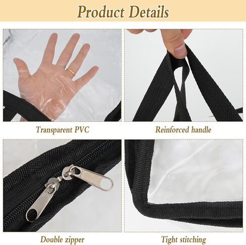 4 عبوات كبيرة من أكياس تخزين الخيوط، منظم تخزين خيوط شفاف مقاس 18.11 × 15 × 9 بوصة مع سحابات ومقابض حقيبة كروشيه حقيبة حياكة لإبر الحياكة وكرات الغزل وخطافات الكروشيه in Kuwait