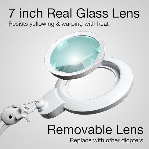 BoliOptics (عدسة زجاجية 7 بوصة) 1.75X، 3 ديوبتر، مصباح مكبر LED احترافي مع مشبك، 4 مستويات سطوع، 5600-6000K ضوء النهار الساطع، 1200 لومن، 84 SMD LED، ذراع قابل للتعديل، MG16304311 in Saudi Arabia
