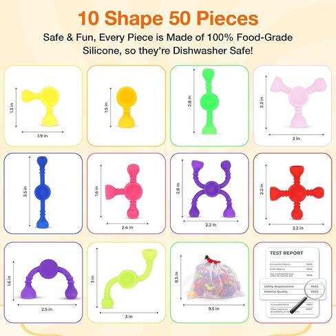 Kids Stem Sensory Building Toys - 50pcs Fine Motor Skills Toys for Toddlers, Educational Toy for Kid Activities, Travel Toy for Airplane, Car, ADHD in Saudi Arabia