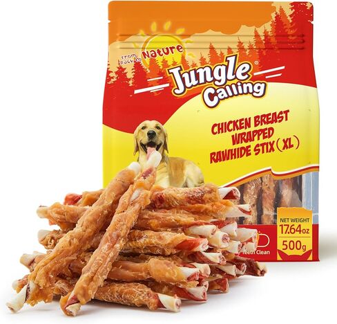 Jungle Calling 4.7 Inch Chicken Wrapped Rawhide Sticks Dog Treats, 10.6 oz in Kuwait