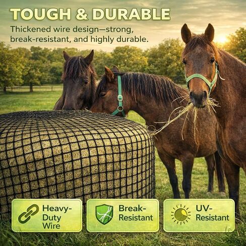 5x5 ft Round Bale Hay Net – Slow Feeder for Horses & Livestock, Extra Dense 2" Knotless Holes, Durable & Healthy Feeding Solution in Saudi Arabia