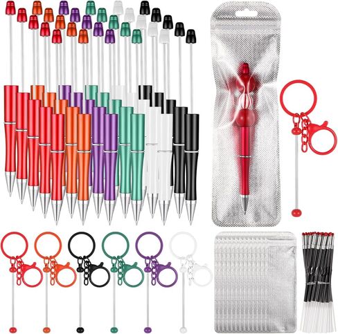 Tenceur 120 جهاز كمبيوتر شخصي لعيد الحب DIY قابل للخرز، مجموعة صنع سلسلة مفاتيح قابلة للخرز مع أكياس إعادة التعبئة وقضبان سلسلة مفاتيح خرز غير متضمنة ملحقات مكتب المدرسة الحرفية للهدايا (لون مشرق) in Saudi Arabia