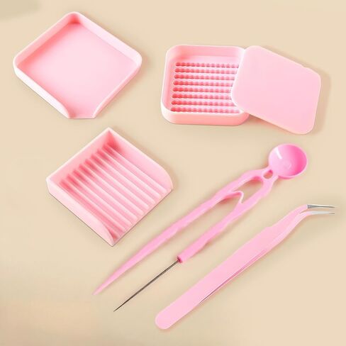 5 Pcs 2.6mm Fuse Bead Single Needle Tweezer & Aligner Tray Kit,Fuse Bead Organizer Tray,Efficient Iron Bead Sorting Tools with Effortless Beads Recovery (Pink) in Saudi Arabia