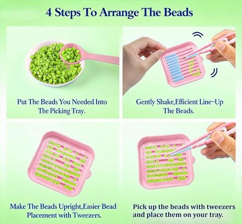 5 Pcs 2.6mm Fuse Bead Single Needle Tweezer & Aligner Tray Kit,Fuse Bead Organizer Tray,Efficient Iron Bead Sorting Tools with Effortless Beads Recovery (Pink) in Saudi Arabia