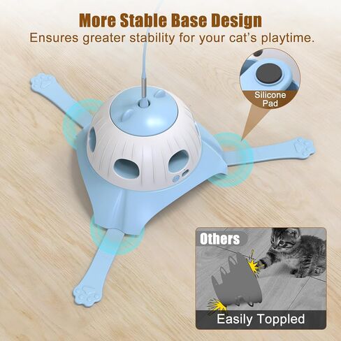 ألعاب أوتوماتيكية 3 في 1 للقطط الداخلية، فراشة ترفرف، اضرب الخلد، عصا ريش دوارة، ألعاب ريش تفاعلية قابلة لإعادة الشحن عبر USB لعائلة القطط المتعددة (أزرق) in Kuwait