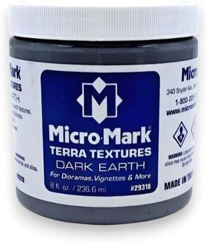 Micro-Mark Terra Textures – Dark Earth | Acrylic-Based Ground Texture for Dioramas, Gaming Figures, Displays, Train Layouts & More | 8 oz Jar | Made in USA in Saudi Arabia