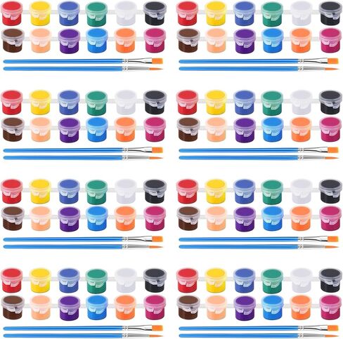 8 Pack Mini Acrylic Paint Set, 12 Colors Acrylic Paint Strips with 16 Brushes, Washable Paint for Adults Craft, 112 PCS Painting kit for Easter Eggs, Birthday, Party Favor, Classroom Art Gifts in Saudi Arabia