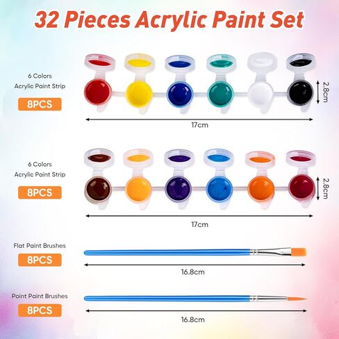 8 Pack Mini Acrylic Paint Set, 12 Colors Acrylic Paint Strips with 16 Brushes, Washable Paint for Adults Craft, 112 PCS Painting kit for Easter Eggs, Birthday, Party Favor, Classroom Art Gifts in Saudi Arabia