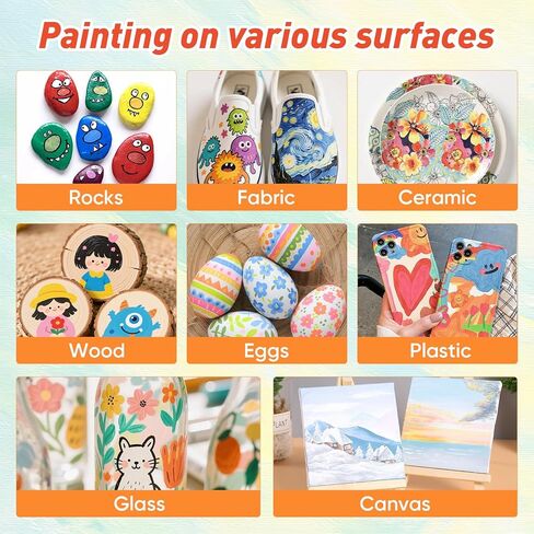 8 Pack Mini Acrylic Paint Set, 12 Colors Acrylic Paint Strips with 16 Brushes, Washable Paint for Adults Craft, 112 PCS Painting kit for Easter Eggs, Birthday, Party Favor, Classroom Art Gifts in Saudi Arabia