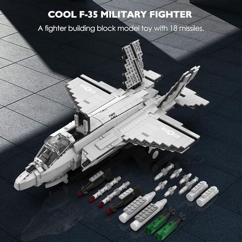 مجموعة بناء طائرة مقاتلة عسكرية من JMBricklayer 60004، F-35 Lightning II Joint Strike Fighter Airplane مجموعات ألعاب الجيش، ألعاب الطائرة هدايا للبالغين والمشجعين العسكريين in Kuwait