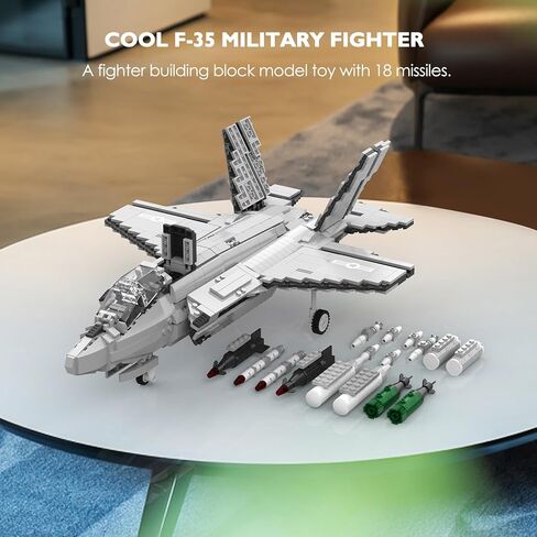 مجموعة بناء طائرة مقاتلة عسكرية من JMBricklayer 60004، F-35 Lightning II Joint Strike Fighter Airplane مجموعات ألعاب الجيش، ألعاب الطائرة هدايا للبالغين والمشجعين العسكريين in Kuwait