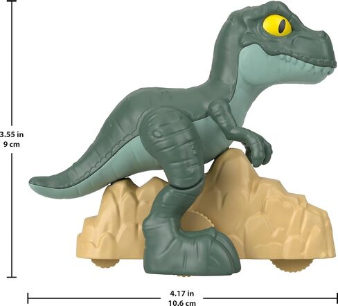 Fisher-Price Imaginext Jurassic World Dinosaur, Tyrannosaurus Rex Push-Toy with Rolling Wheels & Wiggling Motion, 5.5-inch Tall T. rex in Saudi Arabia