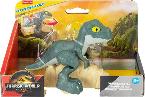 Fisher-Price Imaginext Jurassic World Dinosaur, Tyrannosaurus Rex Push-Toy with Rolling Wheels & Wiggling Motion, 5.5-inch Tall T. rex in Saudi Arabia
