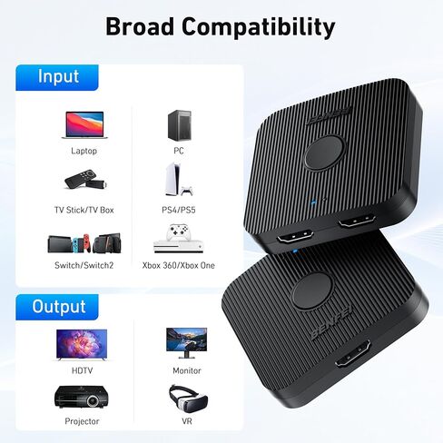 BENFEI HDMI Switch 4K@60 هرتز، محول HDMI ثنائي الاتجاه 2 مدخل 1 مخرج، 1 مدخل 2 مخرج، يدعم 4K 3D HD 1080P متوافق مع Firestick، Xbox PS4 Roku HDTV in Saudi Arabia