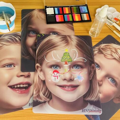 Face Painting Practice Board,Face Paint Practice Board,Reusable Painting Exercise Template,Stage Makeup Painting Tool,Display for Stage&Home Makeup Painting (4) in Saudi Arabia