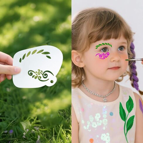 28 Pcs Face Paint Stencils Kit, Reusable Facial Painting Stencils for Kids & Adults, Painting Art Templates for Halloween Party Makeup in Kuwait