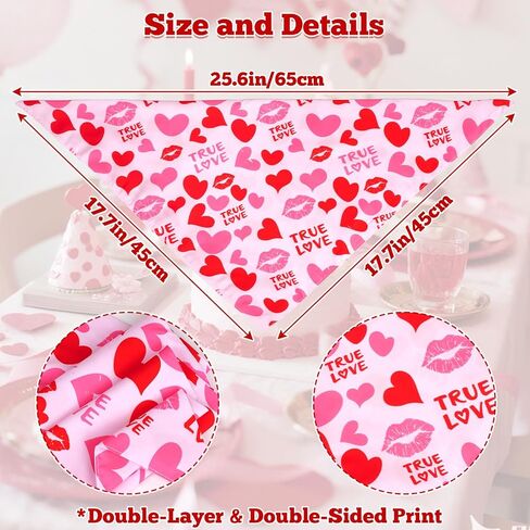 3 Pcs Valentines Day Dog Costume - Pink Pet Outfit with Tutu Skirt, Scarf & Hat, Cute Dog Valentines Outfit for Pets in Saudi Arabia