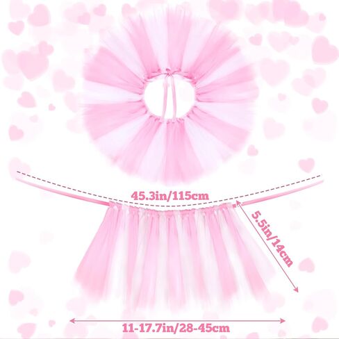 3 Pcs Valentines Day Dog Costume - Pink Pet Outfit with Tutu Skirt, Scarf & Hat, Cute Dog Valentines Outfit for Pets in Saudi Arabia