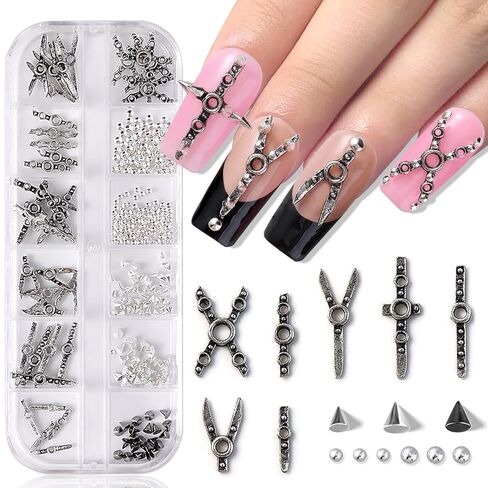 Gothic Punk Nail Piercing Charms, Gold Silver Open Rings Dangle Nail Charms, Y2K Grommets & Eyelets Nail Art Decorations Accessories, Manicure Supplies, Jump Rings for Jewelry Making in Saudi Arabia