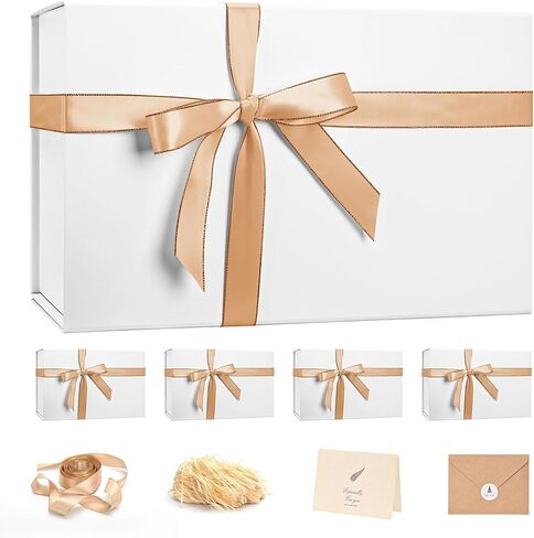 LIFELUM Large Christmas Gift Box 14"x8.5"x4.5" Birthday Gift Boxes for Presents for Anniversary Wedding,Black Gift boxes with Ribbon,Shredded Filler,Card in Kuwait