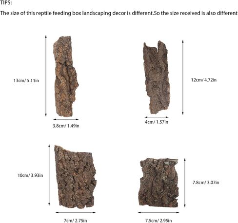 DOITOOL 4 قطع لحاء الفلين للزواحف، مسطحات الفلين لحاء الزواحف لخلفية Terrarium، تسلق حصيرة ديكور الموائل للعنكبوت السحلية الحرباء السلحفاة تحمل التنين in Kuwait